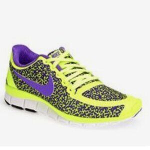 Nike Free 5.0 V4 Hyper/Grape Leopard Print running show women's size 9